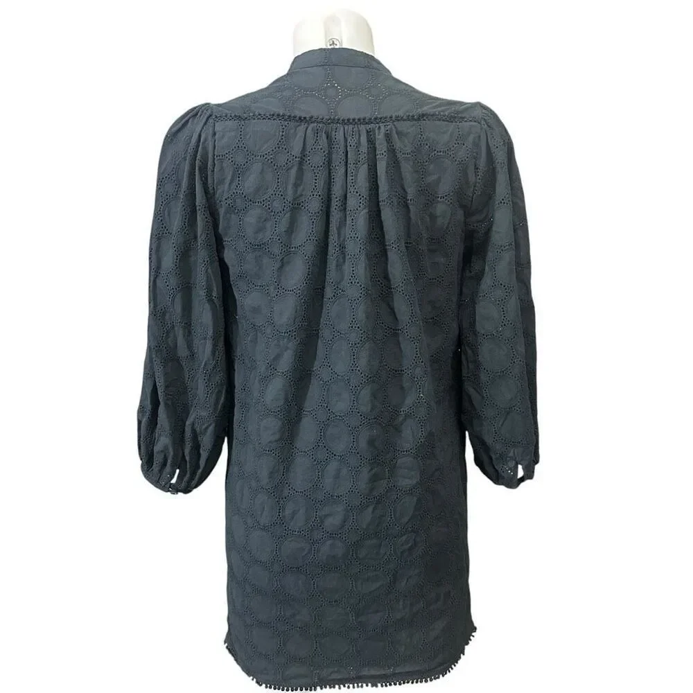 Joie Olive Women's Caviar V-Neck Buttoned Cuffs Eyelet Mini Dress size XS - Picture 5 of 8